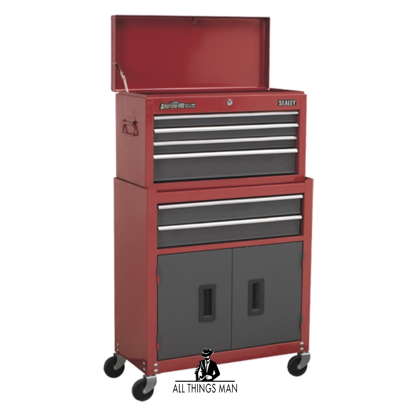 Sealey Topchest & Rollcab Combination 6 Drawer with Ball Bearing Slides - Red