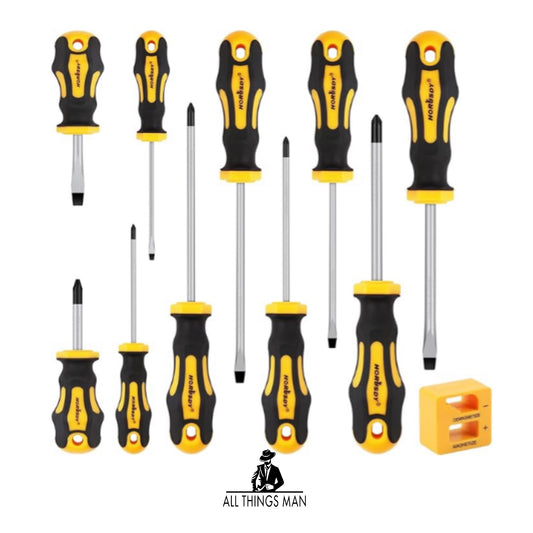 HORUSDY Screwdriver Set | 11-Pieces | 5 Flat & 5 Phillips Head Magnetic Screw Driver Set | Chrome Vanadium Steel.   ATM.T.SD01A