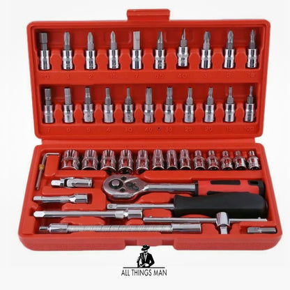 46pcs Metric Socket Set 1/4" Drive Screwdriver Set Ratchet Torx Hex Wrench Bit. ATM.T.SS01A