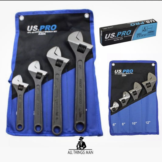 US. PRO 4pc Adjustable Wrench / Shifting Spanner Set 6” 8” 10” 12”.  ATM.T.AS01A