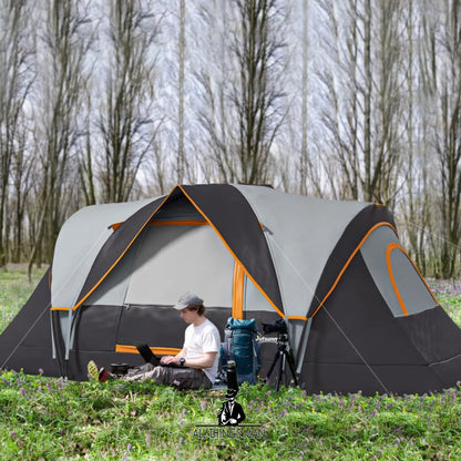 Outdoor Camping Tent For 5-6 Man with Fibreglass Poles Steel Frame Carry Bag