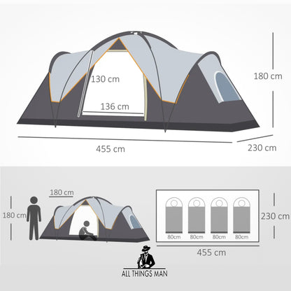 Outdoor Camping Tent For 5-6 Man with Fibreglass Poles Steel Frame Carry Bag