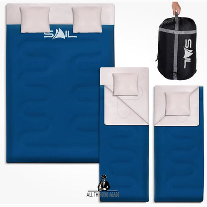 SAIL Waterproof Double Sleeping Bag with 2 Pillows Extra Large 3-4 Season