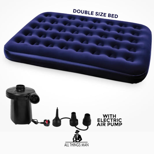 Double Flocked Camping Airbed Inflatable Mattress Blow Up Air Bed and Pump