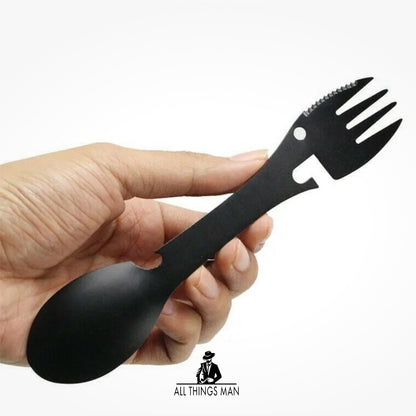 SPORK durable Metal Lightweight 5in1 Fork Spoon Bottle & Can Opener UK Seller