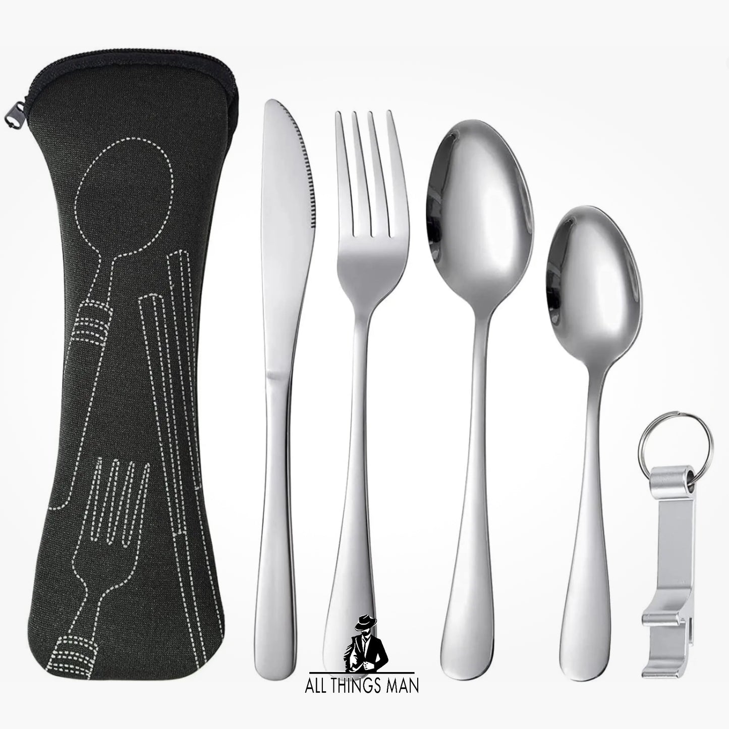 Camping Cutlery Set Stainless Steel Portable Flatware Utensil Set for Outdoor