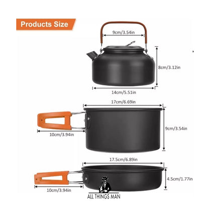 13 Stks Kampeerkookgerei Stel Nonstick Buitelug Aluminium Liggewig Kampeerpan VK