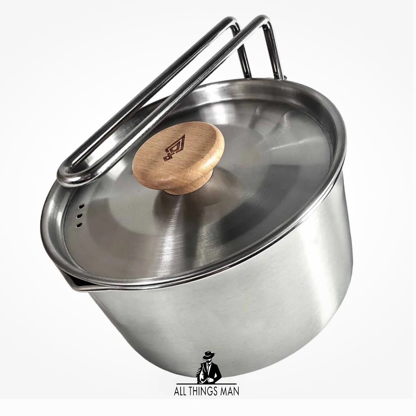 Stainless Steel Camping Cooking Kettle Saucepan Boiling Pot, Bushcraft, Survival