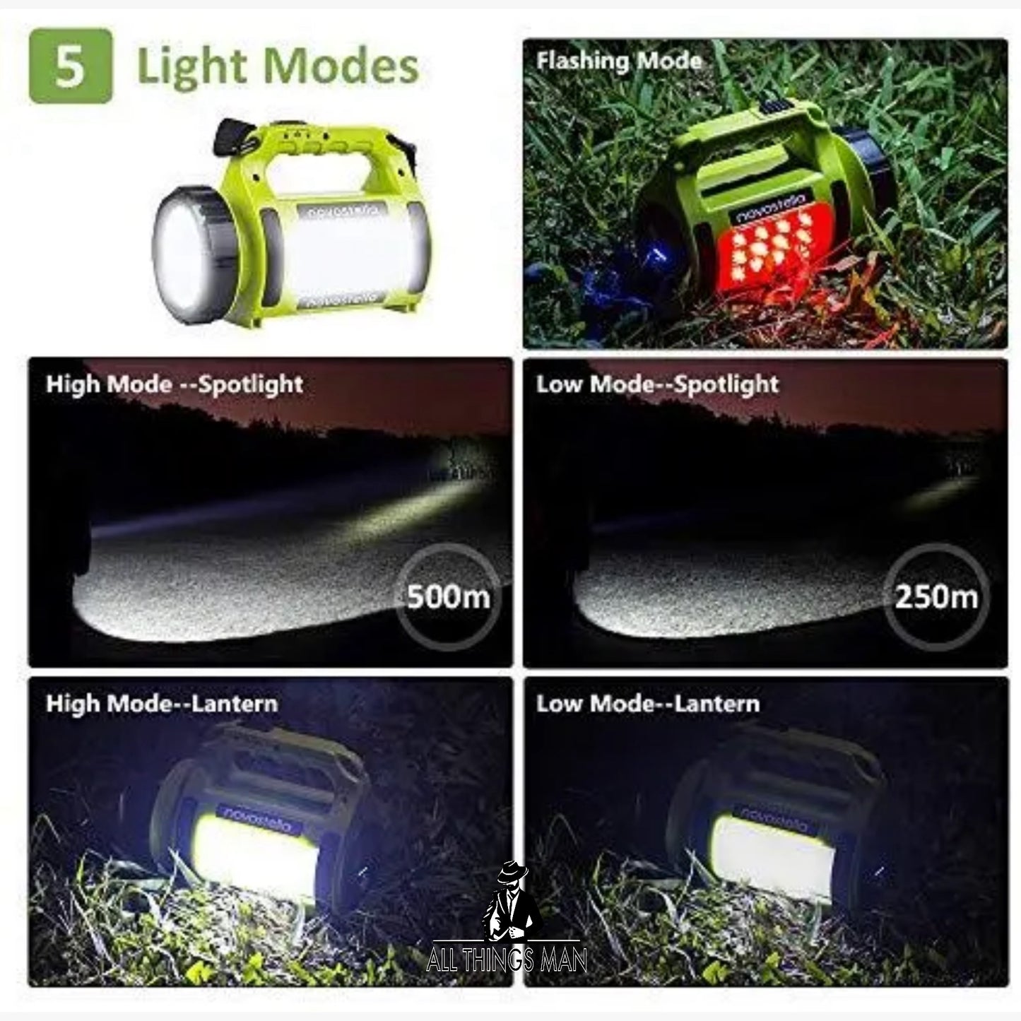 NOVOSTELLA Rechargeable LED Torch, Multi-Functional Camping Light, Waterproof