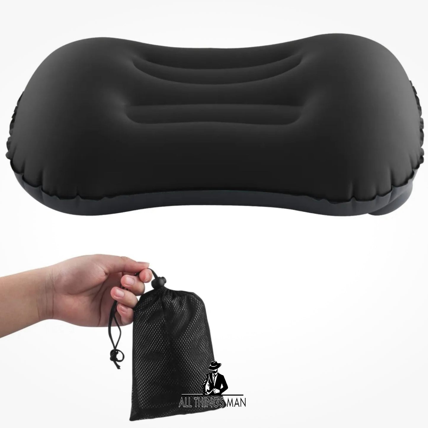 Inflatable Air Pillow Camping Sleep Pillow Travel Hiking Beach w/ Storage Bag