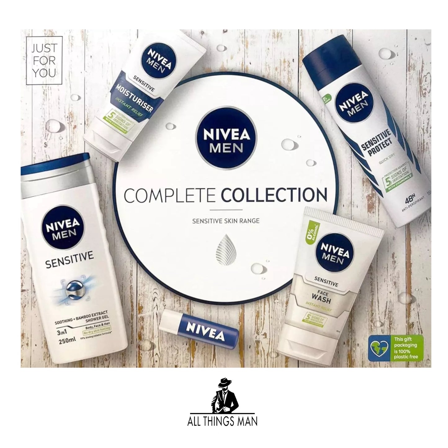 Nivea Men Complete Collection Sensitive Skin Range Gift Set - Shower Gel, Spray,