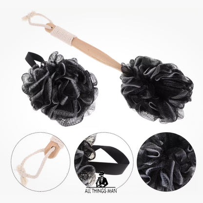 Bad Skrop Borsel Stort Mesh Body Luffa Poef Scrunchie met Handle Man Take 