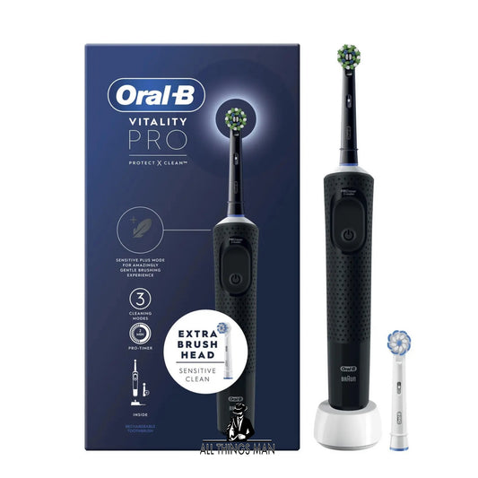 Oral-B Vitality Pro elektriese herlaaibare tandeborsel met 2 borselkoppe, swart 