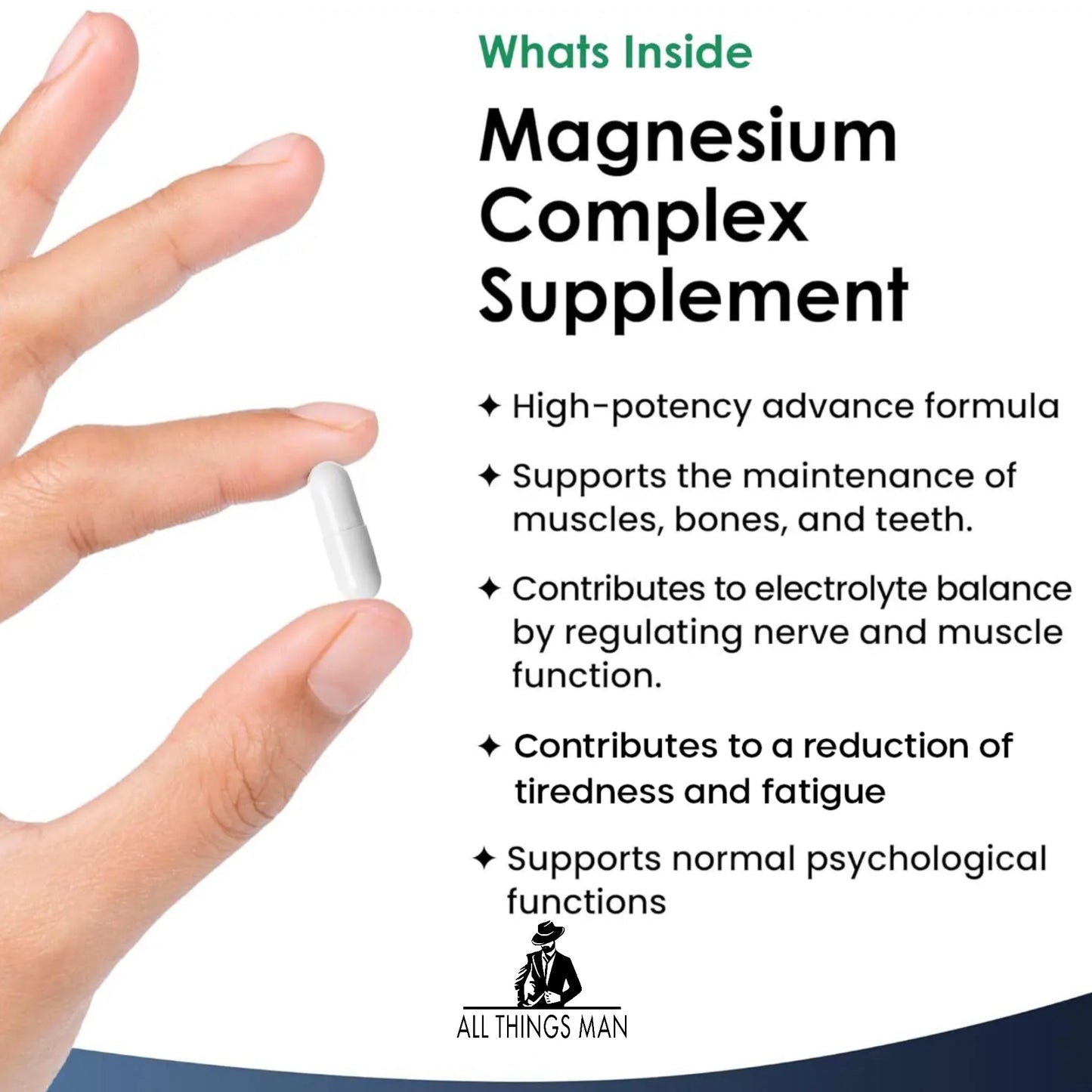 Magnesium Glycinate 4-in-1 Complex 2000mg - Hoë Sterkte Magnesium Kapsules