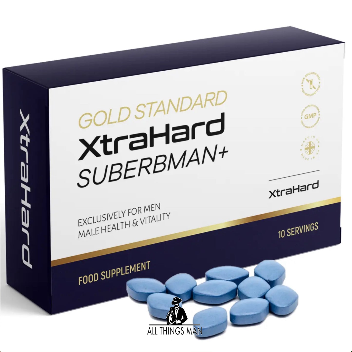 XtraHard طبيعي 100%، حصريًا للرجال، صغير الحجم وسهل البلع باللون الأزرق