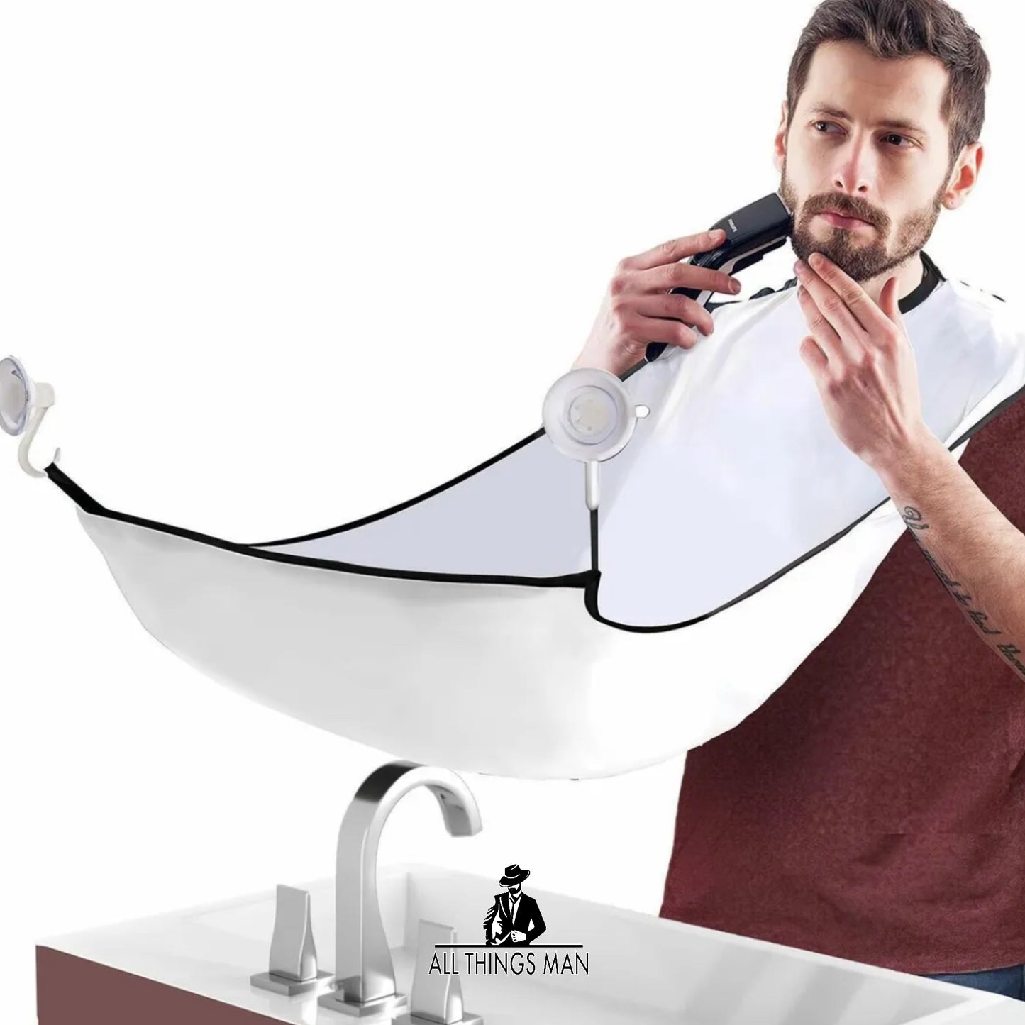 Men's Facial Hair Beard Apron Care Shave Shaving Catcher Net Reusable Cape Bib