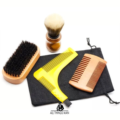 9pcs Men's Gent's BEARD GROOMING GIFT SET KIT Shampoo Oil Balm Wooden Brush Comb