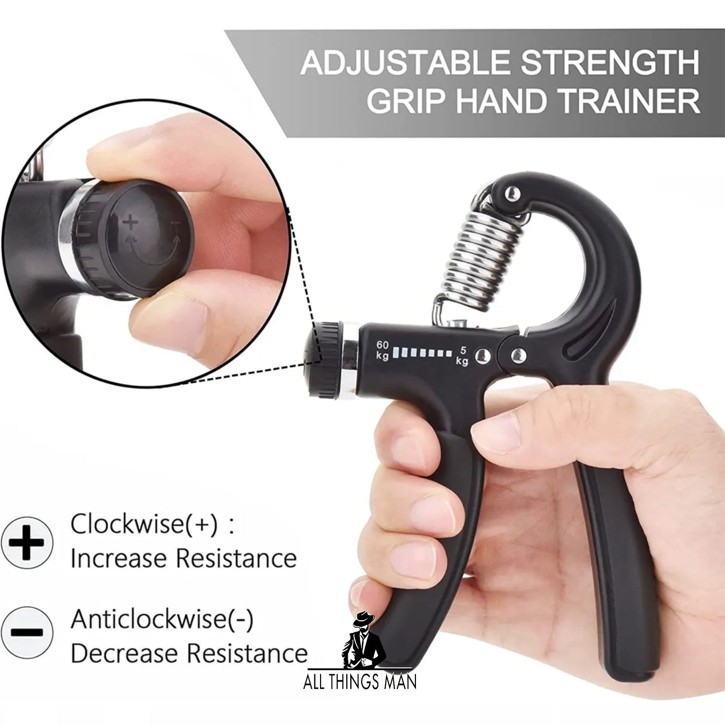 5-60KG Sport Hand grip Strengthener Adjustable Forearm Trainer Finger exerciser