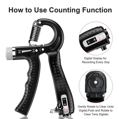 5-60KG Sport Hand grip Strengthener Adjustable Forearm Trainer Finger exerciser with counter