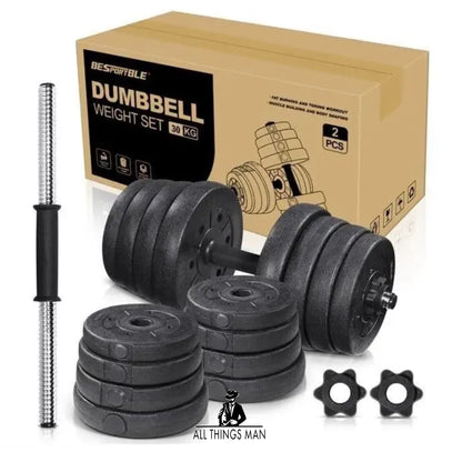 30KG ADJUSTABLE DUMBBELL SET HOME GYM WORKOUT SOLID DUMBELLS WEIGHTS SET