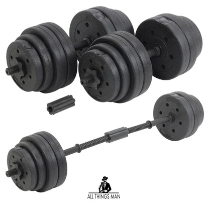 30kg Dumbbells Weights Set With Dumbell Bars And Barbell Joiner Gym Hand Weight