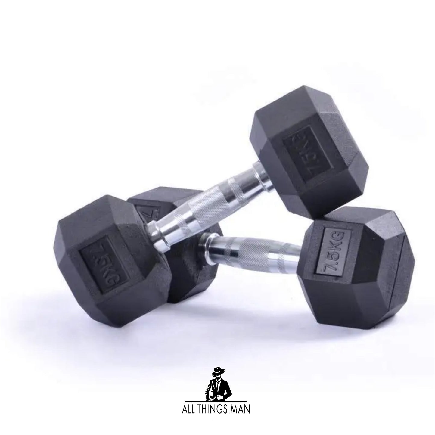 Hex Dumbbells Rubber Encased Cast Iron Home Weights Gym Fitness Sports 7.5KG