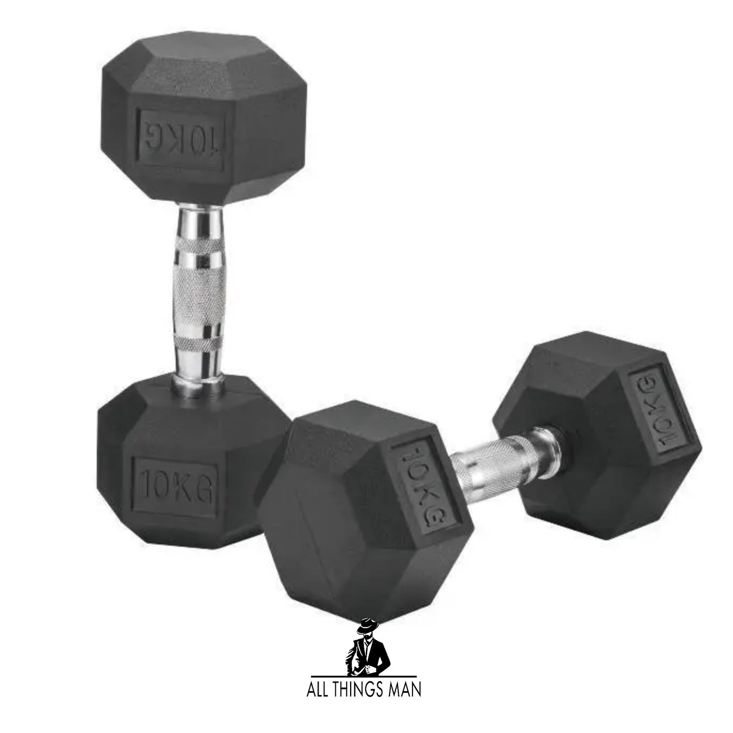 Hex Dumbbells Rubber Encased Cast Iron Home Weights Gym Fitness Sports.  10kg