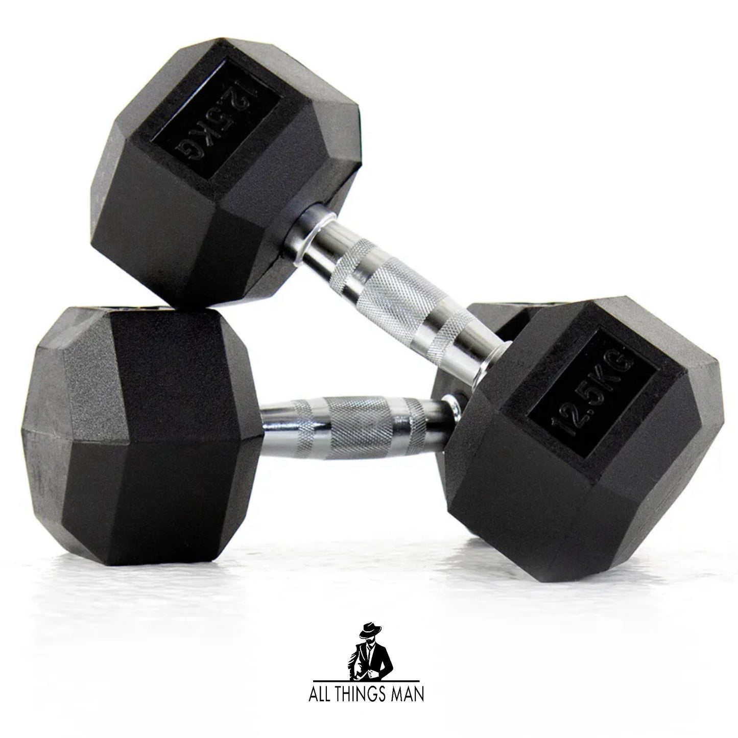 Hex Dumbbells Rubber Encased Cast Iron Home Weights Gym Fitness Sports.  12.5 Kg