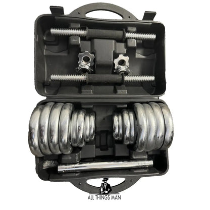 Chrome Cast Iron Adjustable Dumbbell / Barbell Box Set 20KG