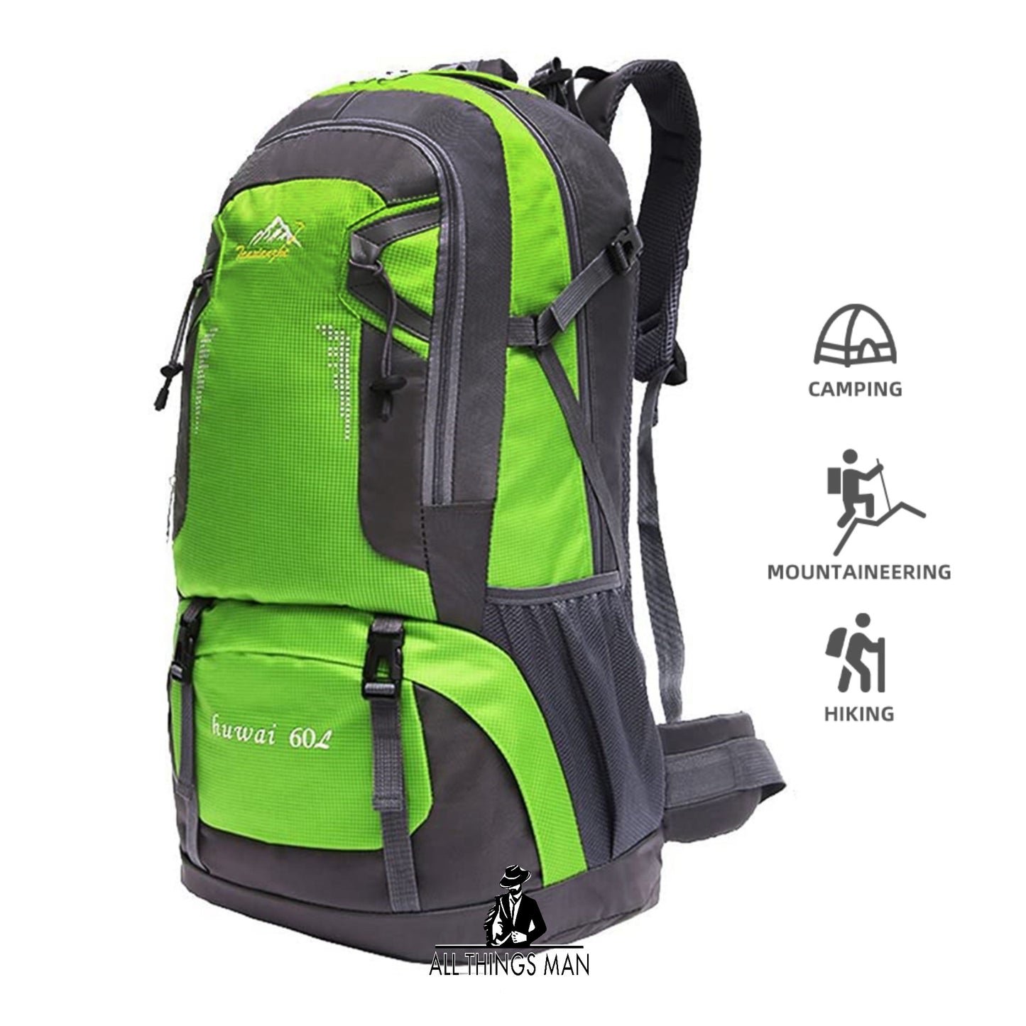 60L Hiking Camping Backpack Waterproof Mens Outdoor Travel Luggage Rucksack Bags