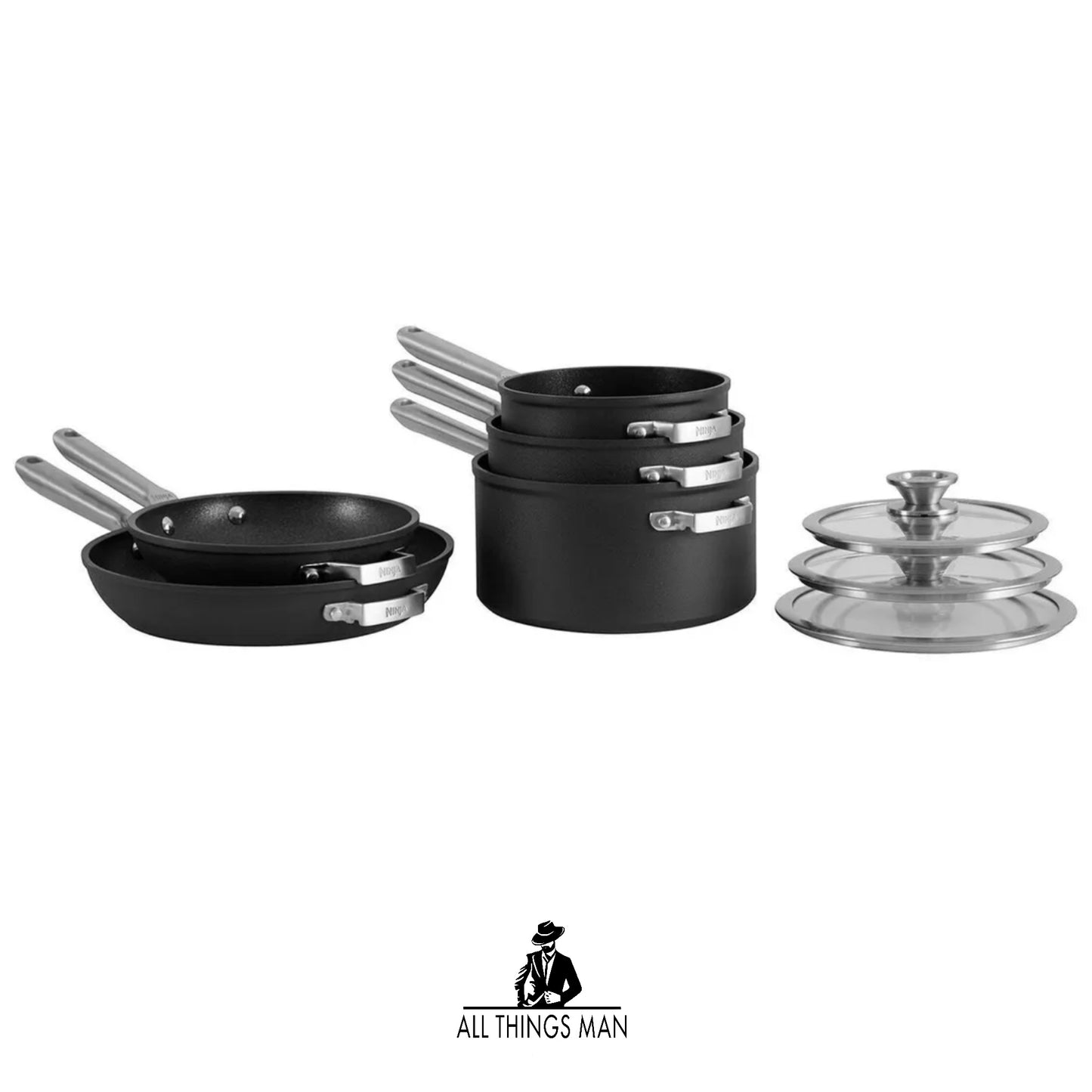 Ninja Foodi ZEROSTICK Stackable Cookware 12 piece Pan Set.        ATM.CO.PS01C