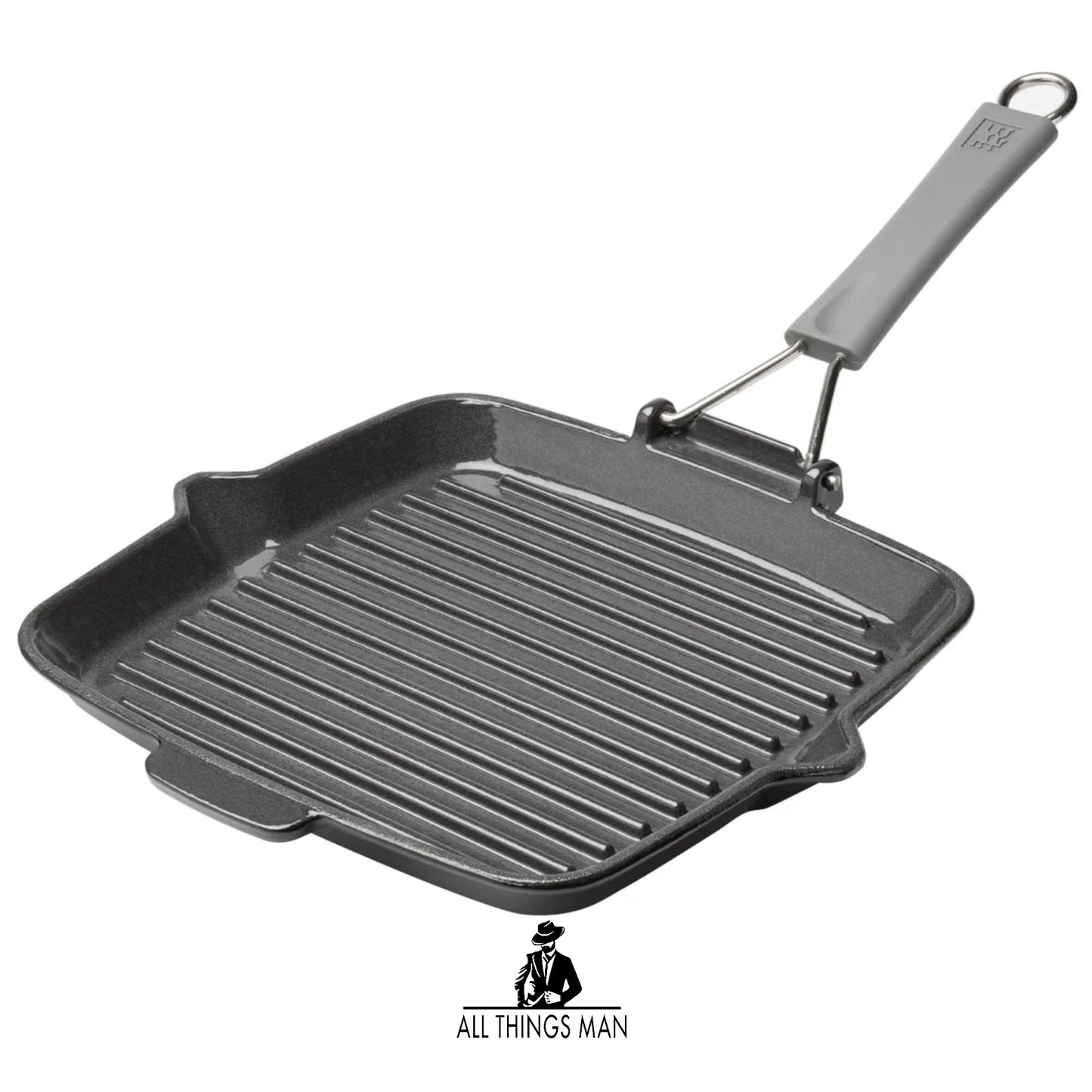 Zwilling Grill Pan Square Griddle Compact Cast Iron Induction Suitable Oven Safe.      ATM.CO.GP01A