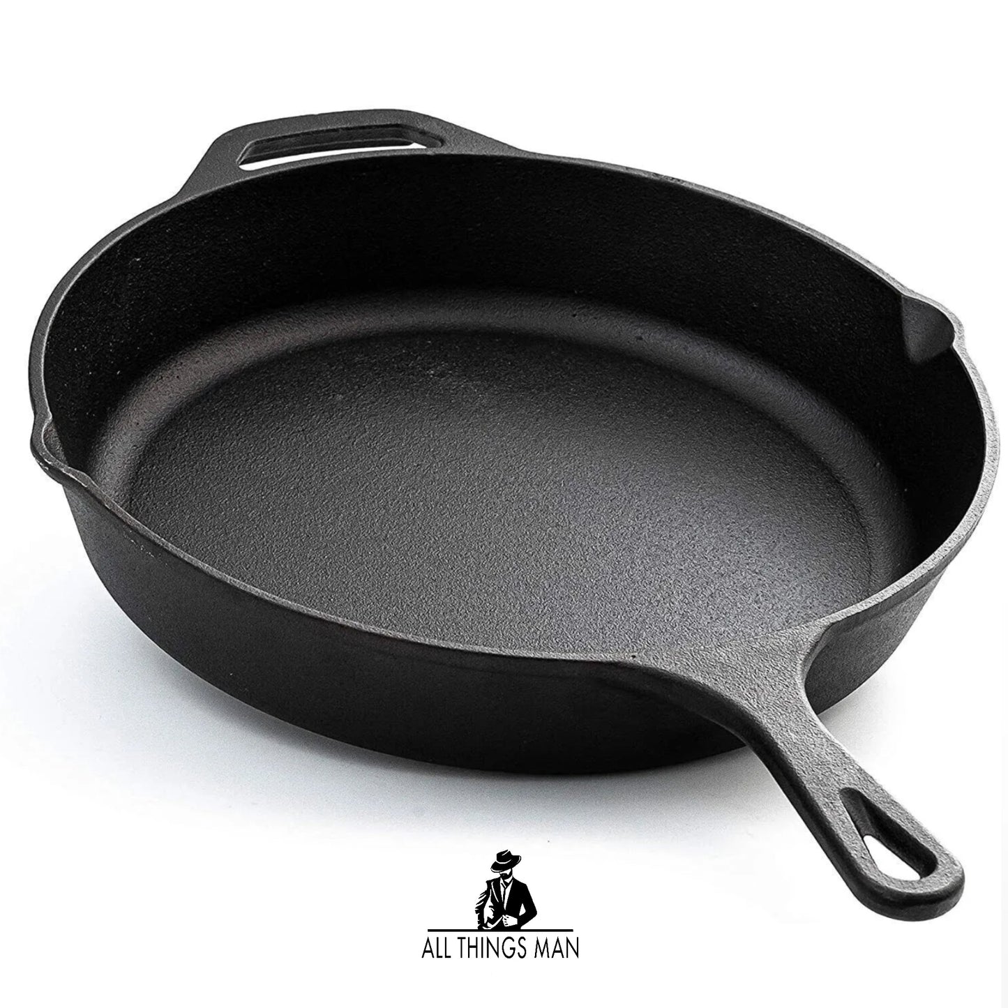 Cast Iron Skillet Frying Pan Oven Safe Grill Cookware 12inch, non-stick- Nuovva.          ATM.CO.SK01A