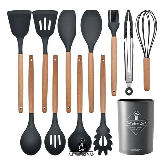 13pcs Kitchen Utensils For Cooking Baking Silicone Kitchen Utensil Set Stainless.         ATM.CO.UT01B