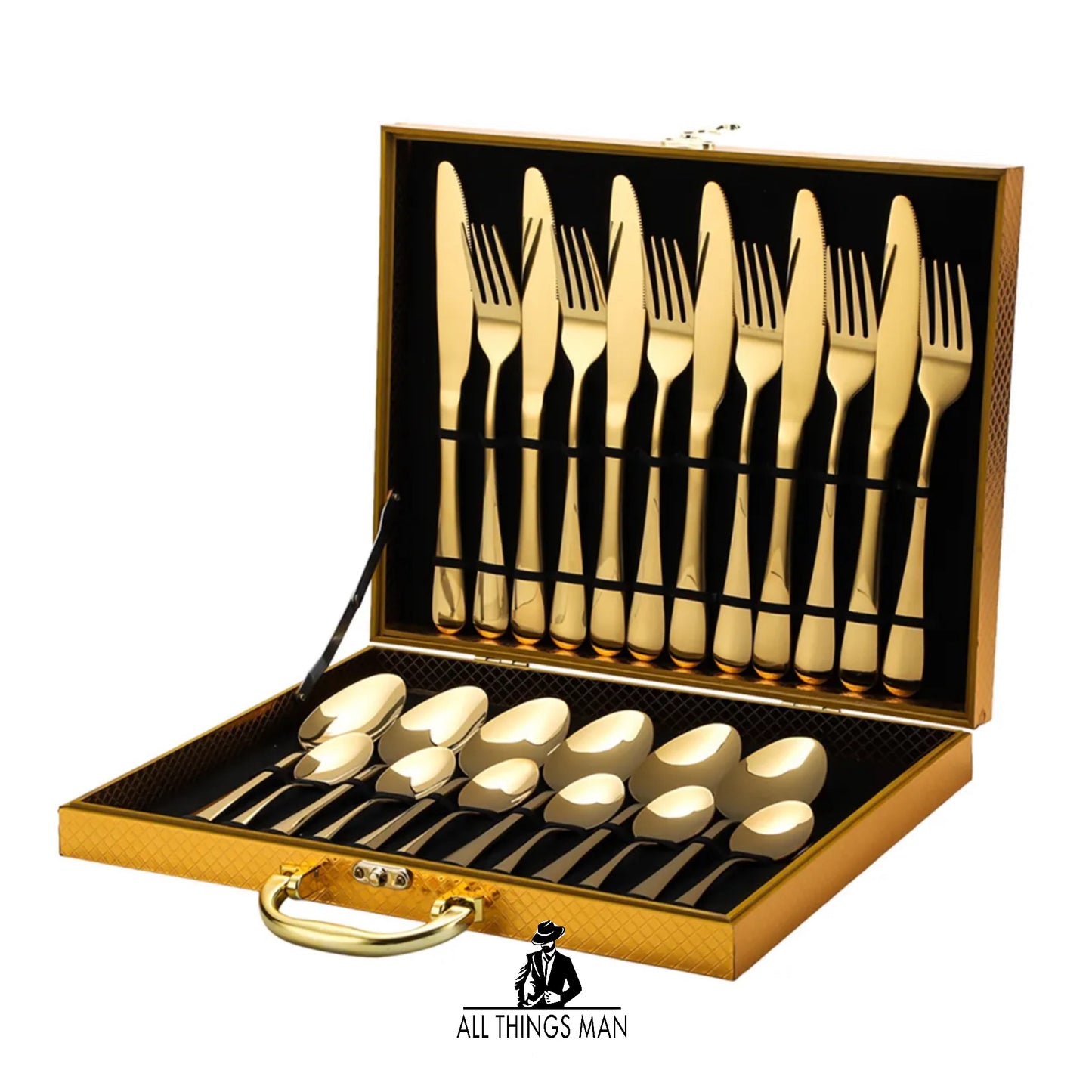 24 Piece Flatware Set Luxury Polished Stainless Steel Cutlery Boxed.         ATM.CO.CU01A