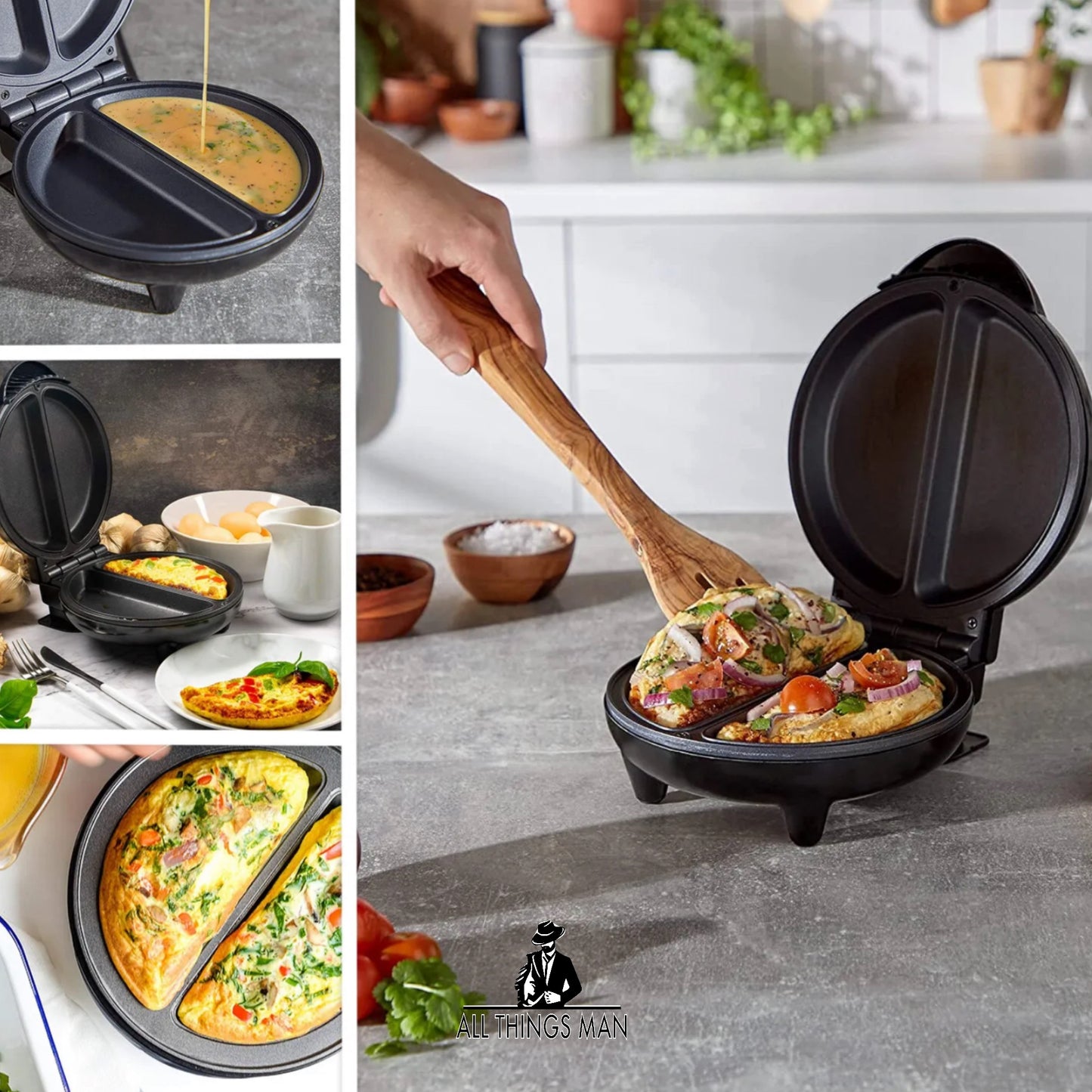 OMELETTE MAKER EGG COOKER NON-STICK 750W ELECTRIC KITCHEN IN BLACK.       ATM.CO.SKA.OM01A