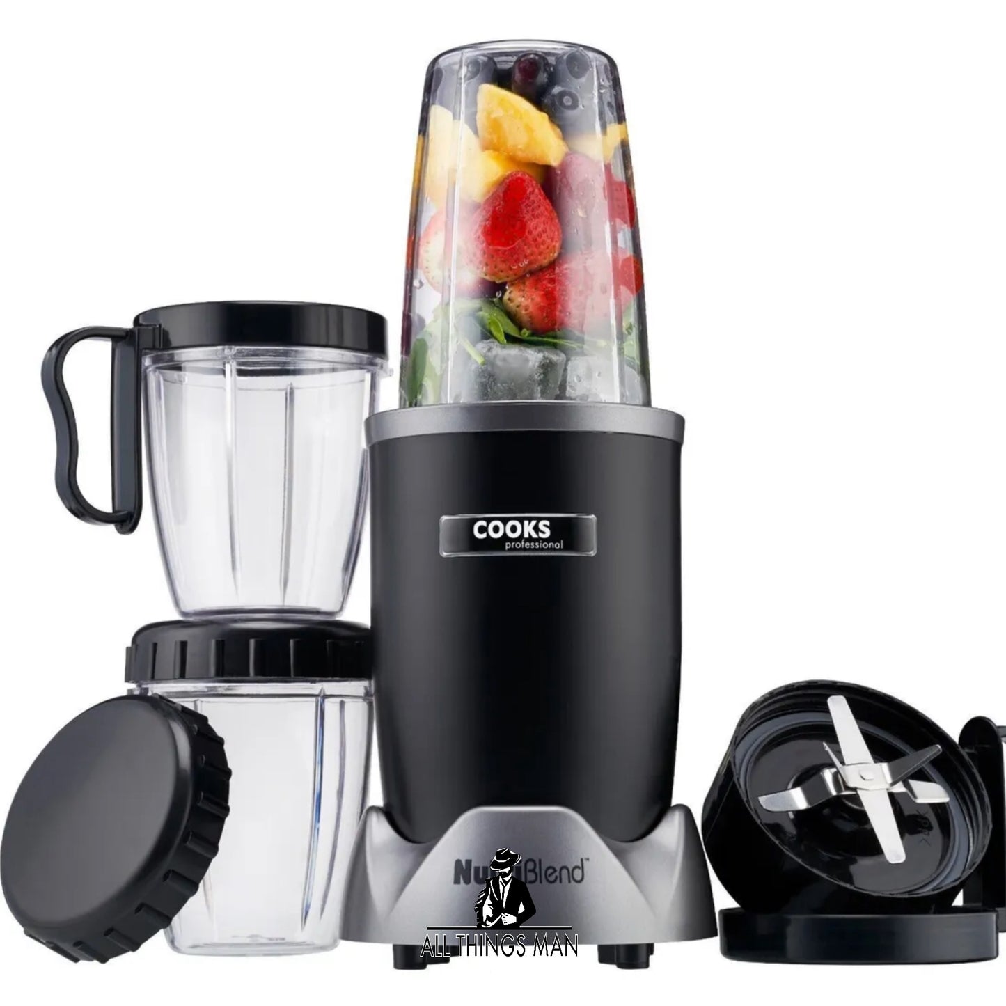 Nutriblend 9 Piece Blender Smoothie Maker Juicer 1000W Blending Cups Go Healthy.     ATM.CO.SKA.BL01A