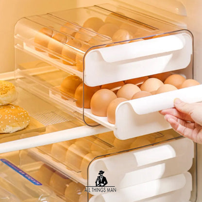 Kitchen Pull-out Egg Storage Rack Fridge Organizer For 32Egg Creative Holder Box.  ATM.CO.STO.ER01A