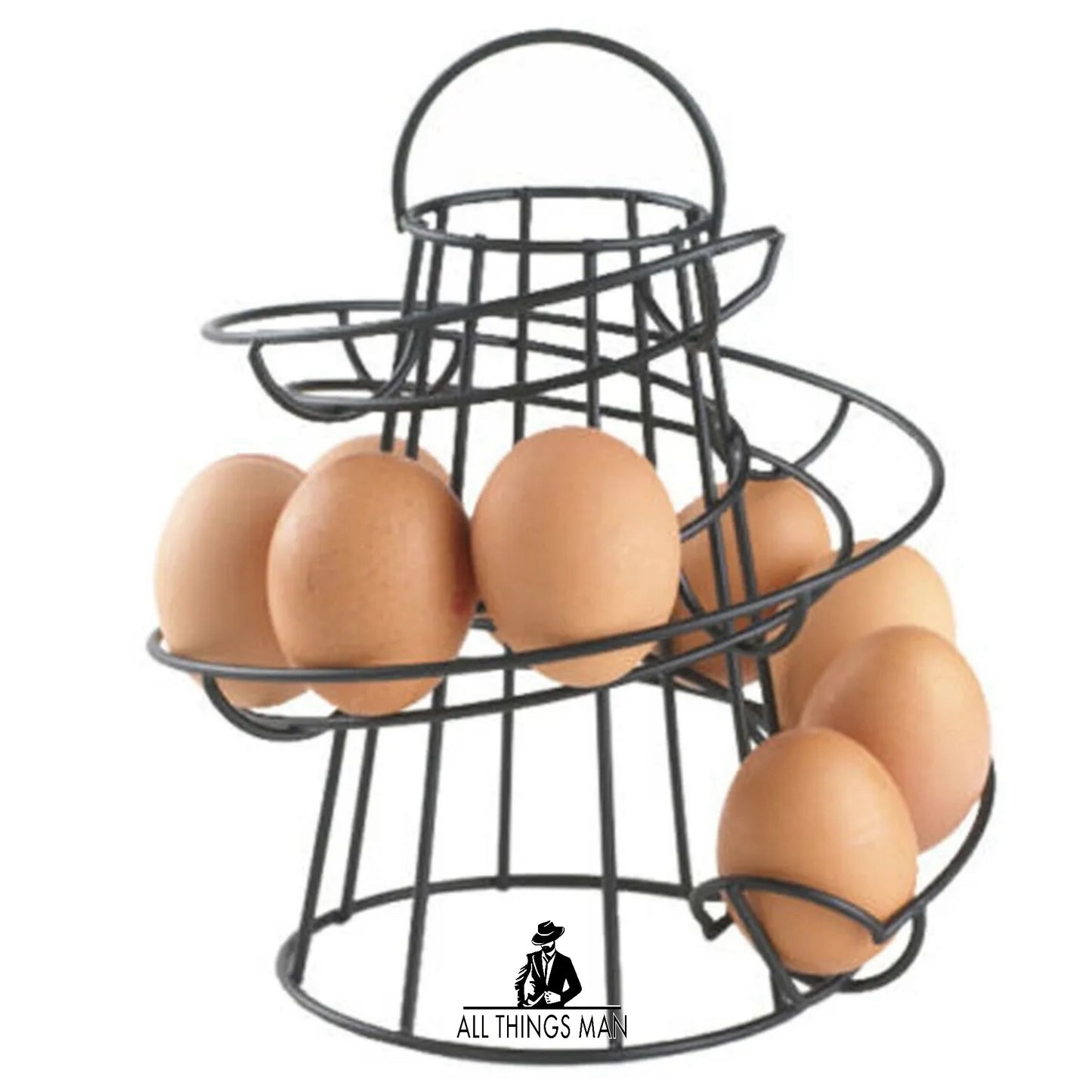 KITCHEN STORAGE SPIRAL HELTER SKELTER EGG HOLDER STAND RACK HOLDS 18 EGGS   ATM.CO.STO.ER01B