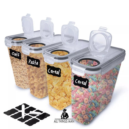 4x Containers Airtight Food Storage Kitchen Accessories Cereal Tub Lid Boxes Set.       AT.CO.STO.STCNR01A