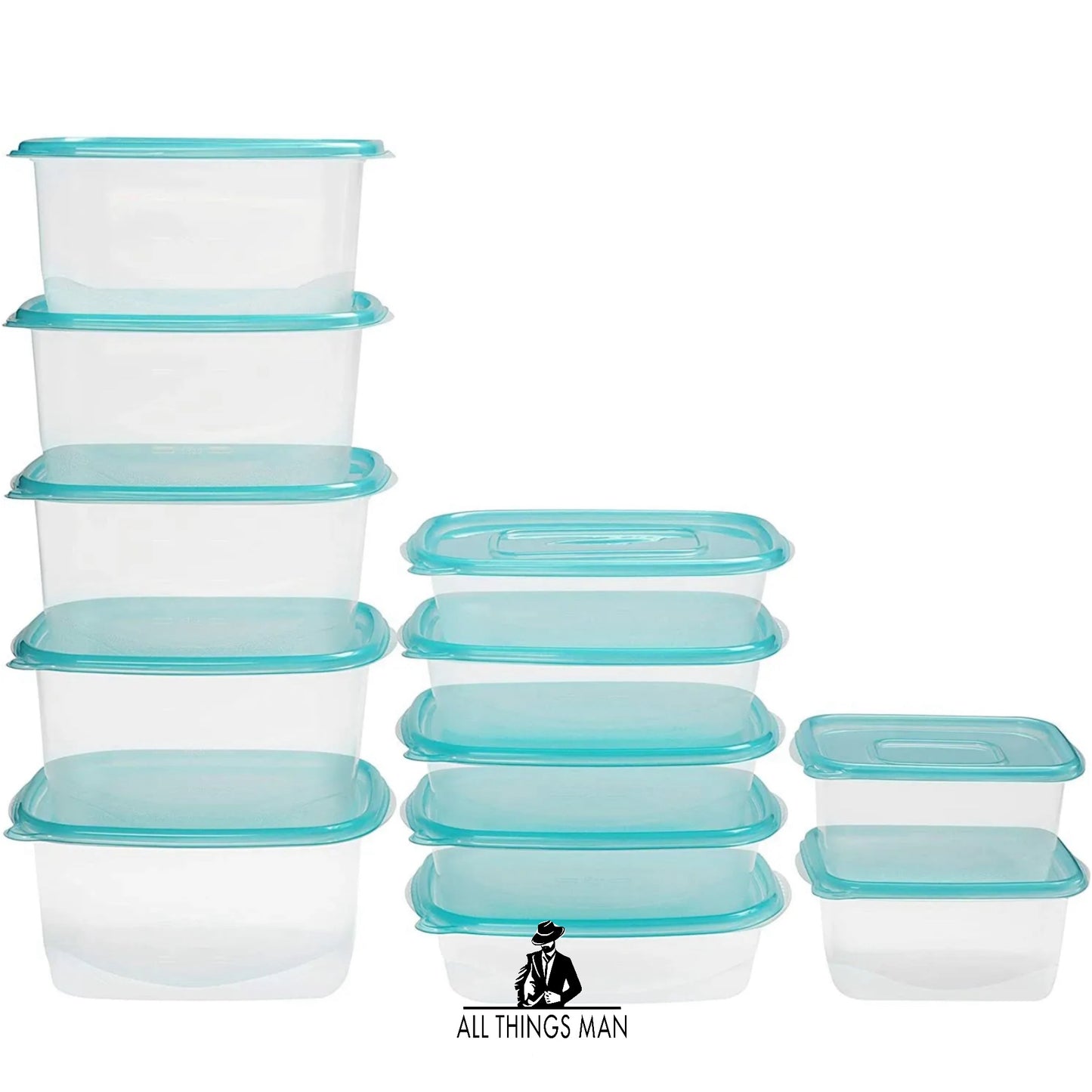 12 Clear Reusable Plastic Food Containers Storage Meal Prep Lunch Boxes & Lids.      ATM.CO.STO.STCNR01C21