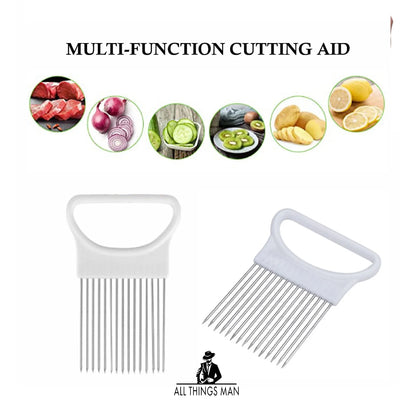 Stainless Steel Onion Slicer Vegetable Holder Cutter Kitchen Tools Gadget.       ATM.CO.KG.OS01A