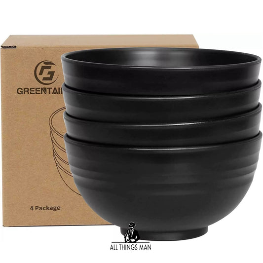 Unbreakable Large Cereal Bowls -24 OZ Plastic Lightweight Bowl Sets 4 -Black.      ATM.CO.TBW.BWL01A