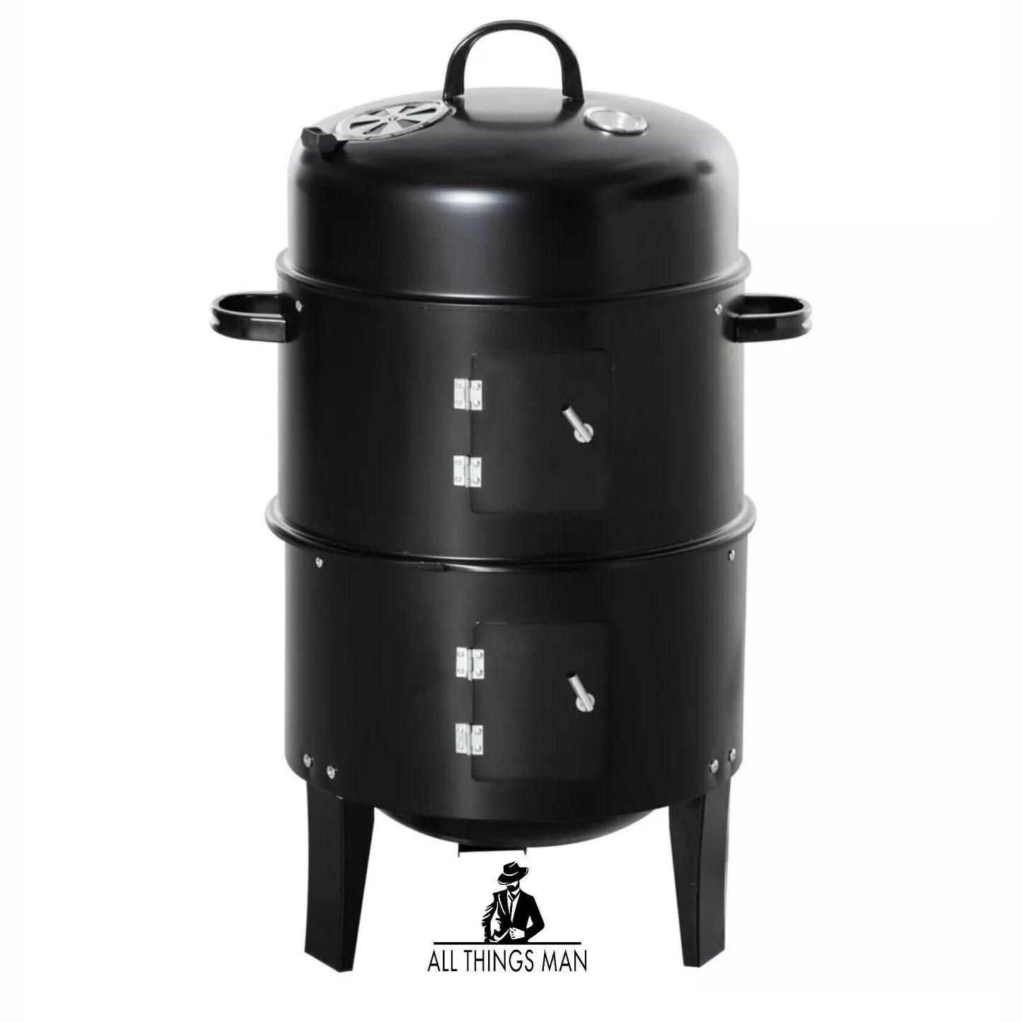 3 in 1 Black BBQ Charcoal Grill Barbecue Smoker Garden Outdoor Cooking Steel Pot.    ATM.CO.OC.SM01A47.99