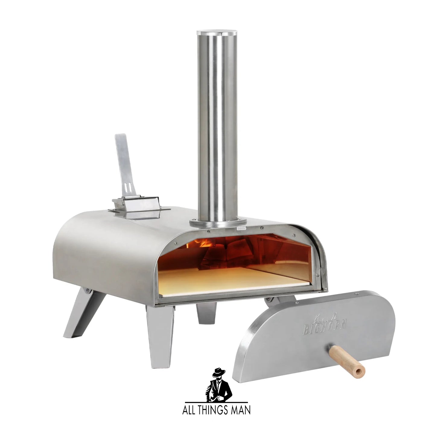 BIG HORN OUTDOORS Pellet Grill Wood BBQ Smoker Portable Pizza Oven Pizza Maker.   ATM.CO.OC.PO01A