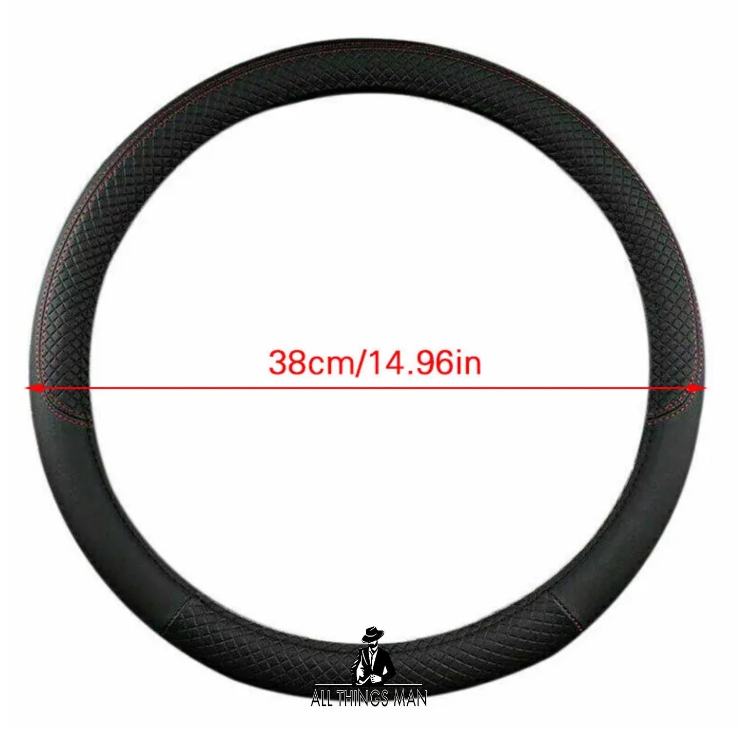 15" 38cm Black Auto Car Steering Wheel Cover Universal Leather Anti-slip Luxury