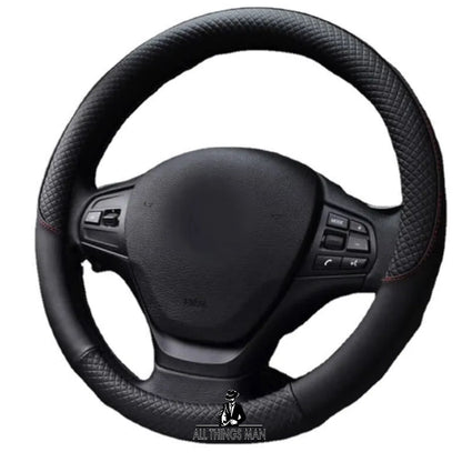 15" 38cm Black Auto Car Steering Wheel Cover Universal Leather Anti-slip Luxury