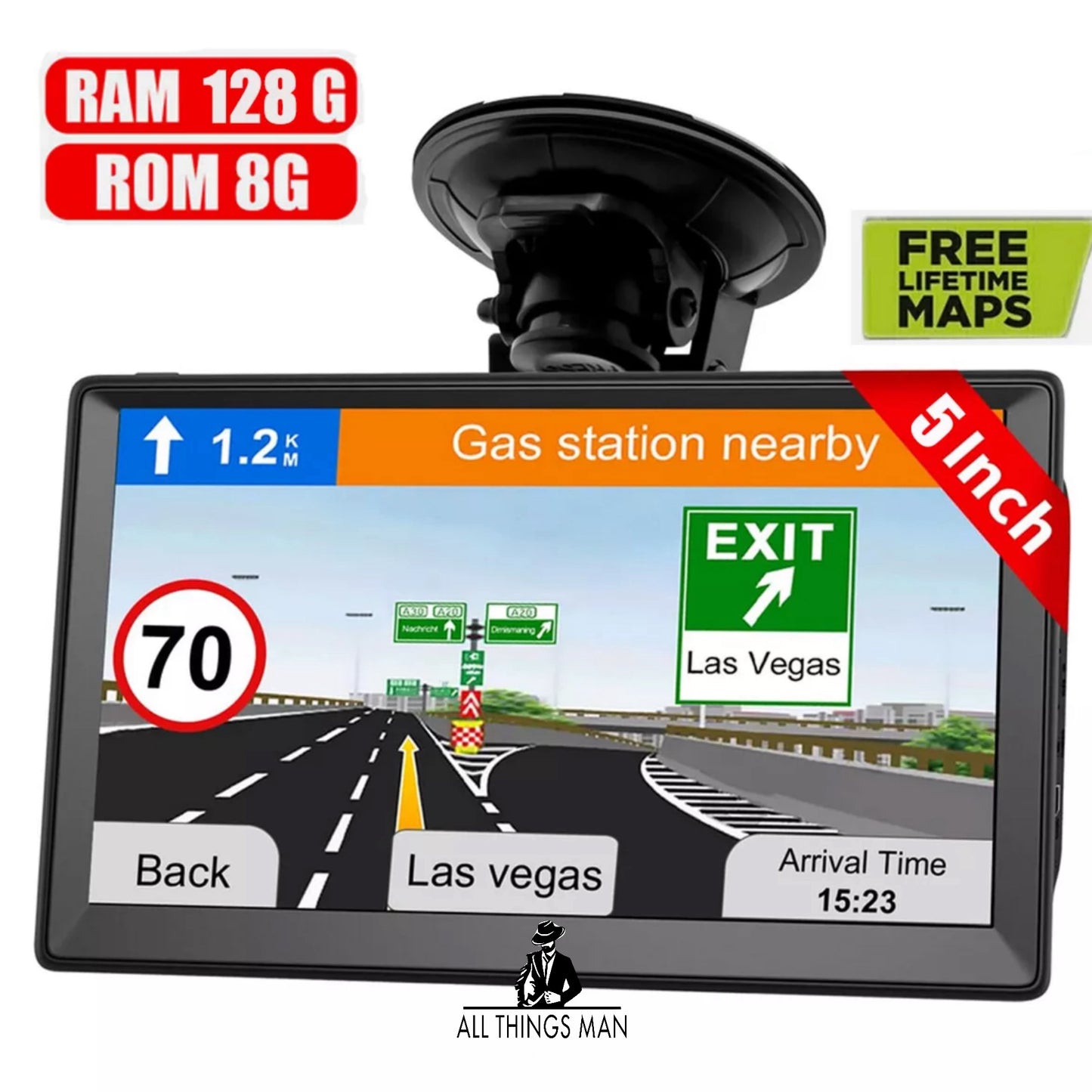 5'' 8GB Sat Nav Car Truck GPS Navigation Touch Screen Free Lifetime UK&EU Maps !