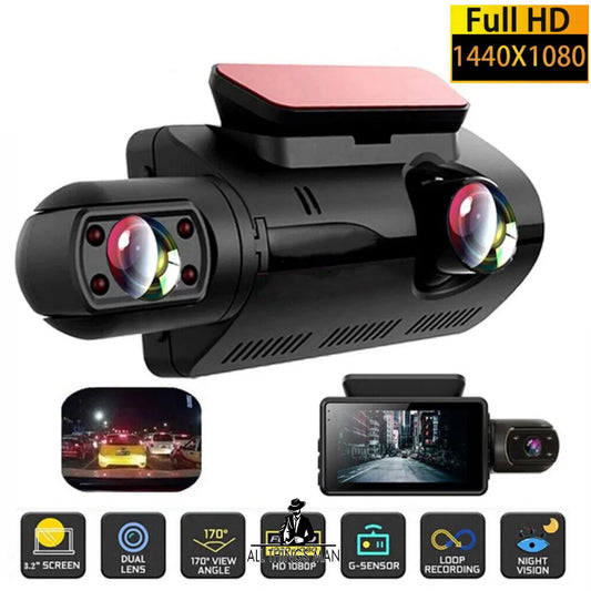 1080P Dual Lens Car Dash Cam Recorder G Sensor DVR Front and Rear Camera Video