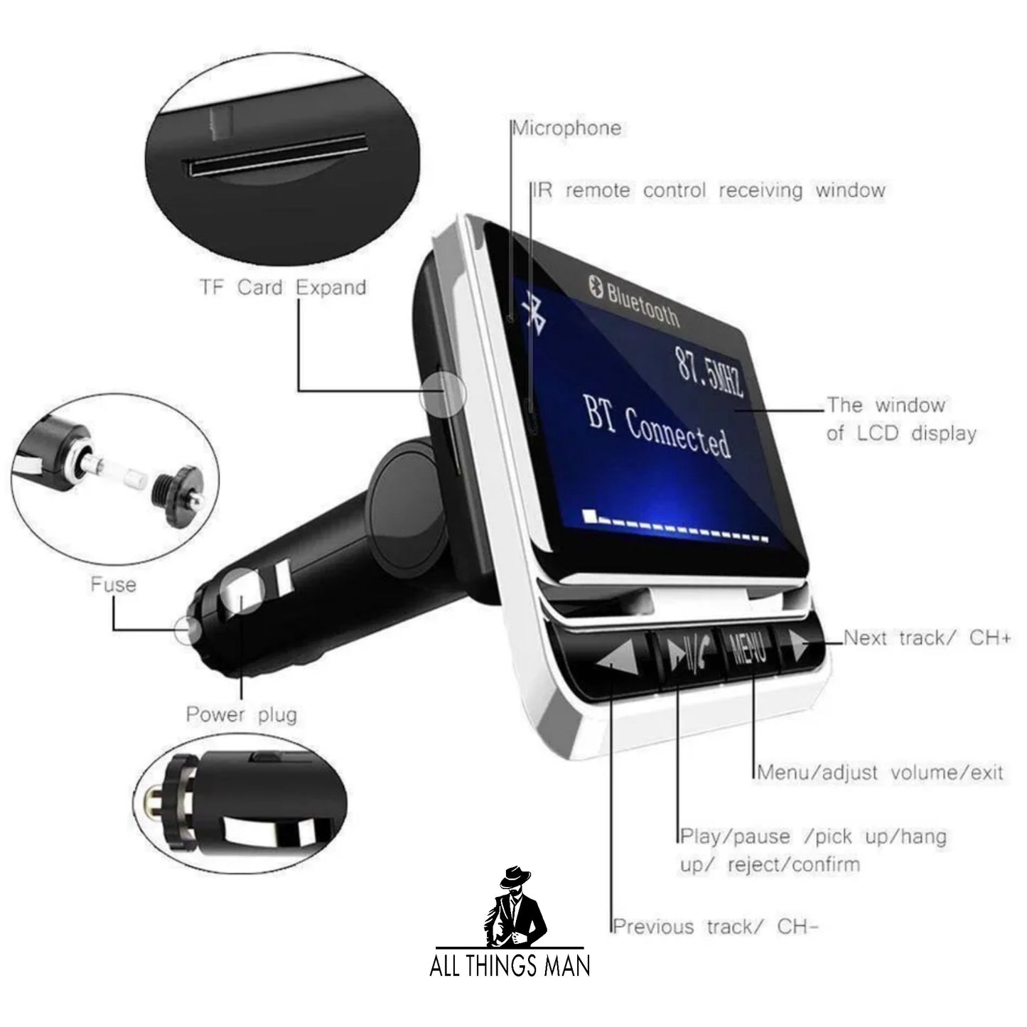 Bluetooth Wireless Handsfree Car FM Transmitter MP3 Music Player USB Charger Kit